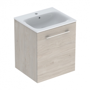 Geberit Selnova Wall Hung 1-Door Vanity Unit with Slim Rim Basin 550mm Wide - Light Hickory