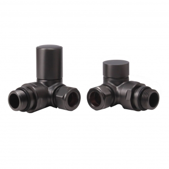 Heatwave Round Corner Radiator Valves Pair - Brushed Gunmetal