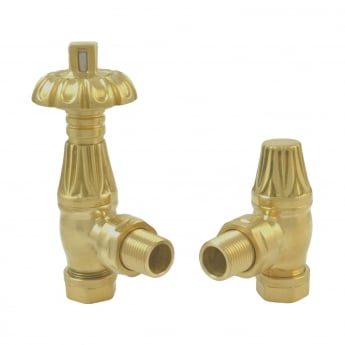 Heatwave Wyndham Angled Thermostatic Radiator Valve Set - Brushed Brass