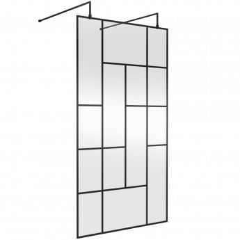 Hudson Reed Abstract Frame Wetroom Screen with Support Bars 1100mm Wide - 8mm Glass