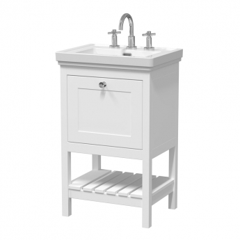 Hudson Reed Bexley Floor Standing Vanity Unit with 3TH Basin 500mm Wide - Pure White