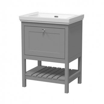 Hudson Reed Bexley Floor Standing Vanity Unit with 0TH Basin 600mm Wide - Cool Grey