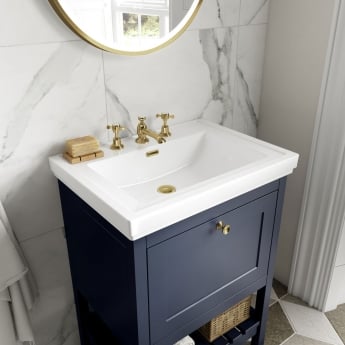 Hudson Reed Bexley Floor Standing Vanity Unit with 3TH Basin 800mm Wide - Indigo Blue