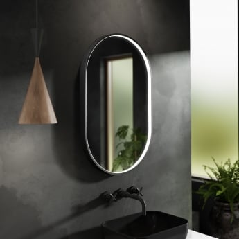 Hudson Reed Columba Black Framed Bathroom Mirror with Touch Sensor 800mm H x 500mm W