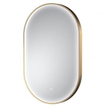 Hudson Reed Columba Brushed Brass Framed Bathroom Mirror with Touch Sensor 800mm H x 500mm W