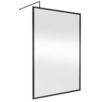 Hudson Reed Full Outer Framed Wetroom Screen 1400mm W x 1950mm H with Support Bar 8mm Glass - Matt Black