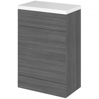 Hudson Reed Fusion WC Unit with Polymarble Worktop 600mm Wide - Anthracite Woodgrain