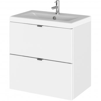 Hudson Reed Fusion Wall Hung 2-Drawer Vanity Unit with Ceramic Basin 500mm Wide - Gloss White