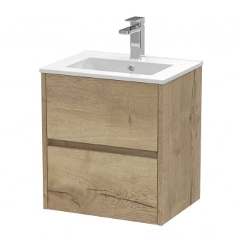 Havana Wall Hung 2-Drawer Vanity Unit with Basin 2 500mm Wide - Autumn Oak