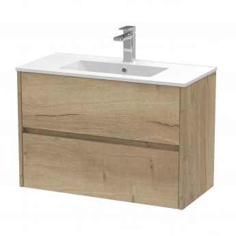 Havana Wall Hung 2-Drawer Vanity Unit with Basin 2 800mm Wide - Autumn Oak