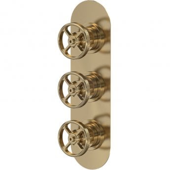 Hudson Reed Industrial Concealed Shower Valve Triple Handle - Brushed Brass