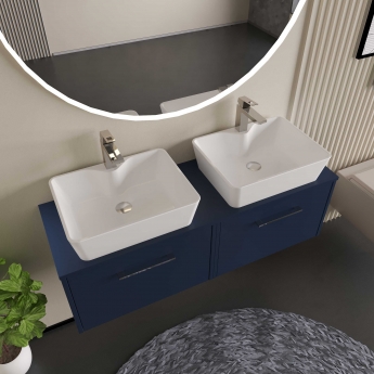 Hudson Reed Juno Wall Hung 2-Drawer Vanity Unit with Worktop 1200mm Wide - Metallic Slate