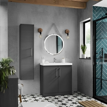 Hudson Reed Juno Floor Standing 2-Door Vanity Unit with Basin 2 500mm Wide - Graphite Grey