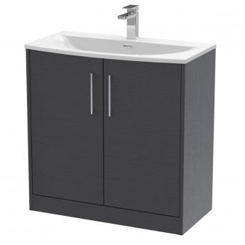 Hudson Reed Juno Floor Standing 2-Door Vanity Unit with Basin 4 800mm Wide - Graphite Grey