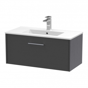 Hudson Reed Juno Wall Hung 1-Drawer Vanity Unit with Basin 2 800mm Wide - Graphite Grey