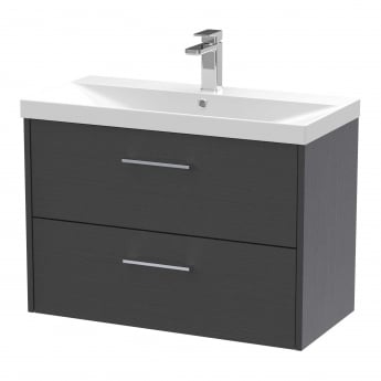 Hudson Reed Juno Wall Hung 2-Drawer Vanity Unit with Basin 3 800mm Wide - Graphite Grey