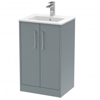 Hudson Reed Juno Floor Standing 2-Door Vanity Unit with Basin 2 500mm Wide - Coastal Grey