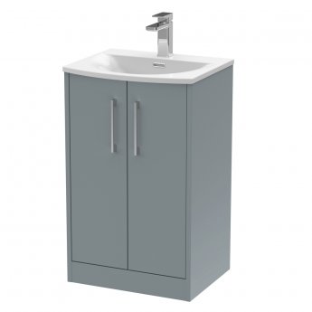 Hudson Reed Juno Floor Standing 2-Door Vanity Unit with Basin 4 500mm Wide - Coastal Grey