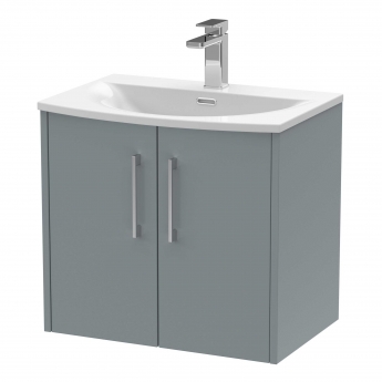 Hudson Reed Juno Wall Hung 2-Door Vanity Unit with Basin 4 600mm Wide - Coastal Grey