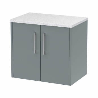 Hudson Reed Juno Wall Hung 2-Door Vanity Unit with Sparkling White Worktop 600mm Wide - Coastal Grey