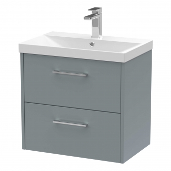 Hudson Reed Juno Wall Hung 2-Drawer Vanity Unit with Basin 3 600mm Wide - Coastal Grey