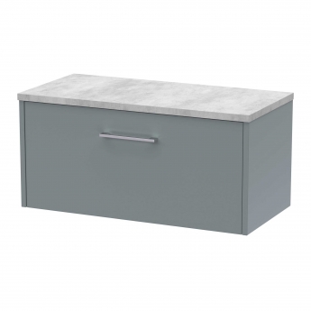 Hudson Reed Juno Wall Hung 1-Drawer Vanity Unit with Bellato Grey Worktop 800mm Wide - Coastal Grey