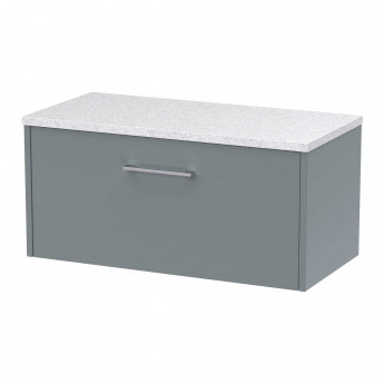 Hudson Reed Juno Wall Hung 1-Drawer Vanity Unit with Sparkling White Worktop 800mm Wide - Coastal Grey