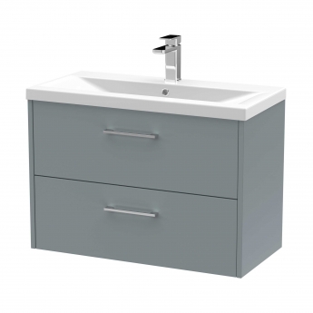 Hudson Reed Juno Wall Hung 2-Drawer Vanity Unit with Basin 1 800mm Wide - Coastal Grey