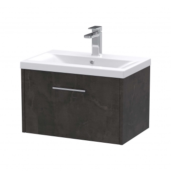 Hudson Reed Juno Wall Hung 1-Drawer Vanity Unit with Basin 1 600mm Wide - Metallic Slate