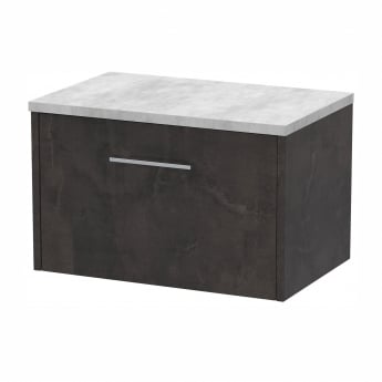 Hudson Reed Juno Wall Hung 1-Drawer Vanity Unit with Bellato Grey Worktop 600mm Wide - Metallic Slate