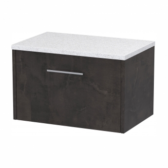 Hudson Reed Juno Wall Hung 1-Drawer Vanity Unit with Sparkling White Worktop 600mm Wide - Metallic Slate