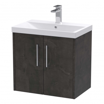 Hudson Reed Juno Wall Hung 2-Door Vanity Unit with Basin 3 600mm Wide - Metallic Slate