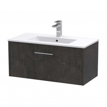 Hudson Reed Juno Wall Hung 1-Drawer Vanity Unit with Basin 2 800mm Wide - Metallic Slate