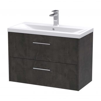 Hudson Reed Juno Wall Hung 2-Drawer Vanity Unit with Basin 1 800mm Wide - Metallic Slate