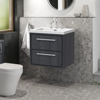 Hudson Reed Lille 600mm 2-Drawer Wall Hung Vanity Unit with Fireclay Basin