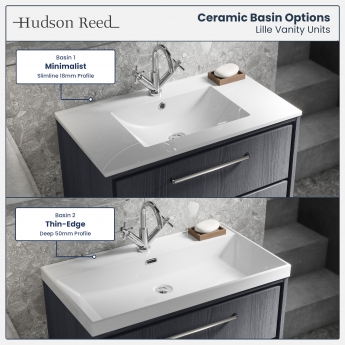 Hudson Reed Lille 800mm 2-Drawer Wall Hung Vanity Unit with Ceramic Basin