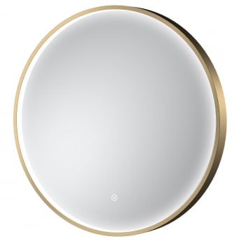 Hudson Reed Mensa Brushed Brass Framed Bathroom Mirror with Touch Sensor 600mm Diameter