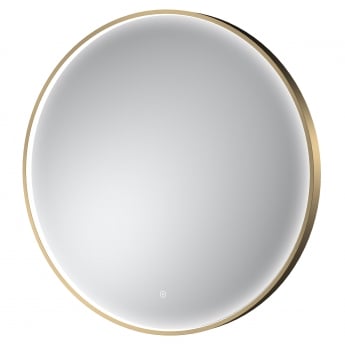 Hudson Reed Mensa Brushed Brass Framed LED Mirror with Touch Sensor 800mm Diameter