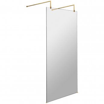 Hudson Reed Wet Room Screen with Brass Support Arms and Feet 1000mm Wide - 8mm Glass