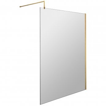 Hudson Reed Minimal Brushed Brass 1950mm Wet Room Glass Shower Screen