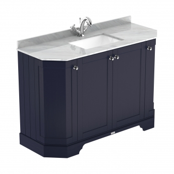 Hudson Reed Old London Angled Floor Standing Vanity Unit with 1TH Grey Marble Top Basin 1200mm Wide - Twilight Blue