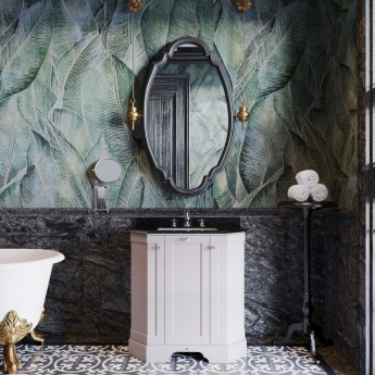 Hudson Reed Old London Angled Floor Standing Vanity Unit with 3TH Black Marble Top Basin 750mm Wide - Timeless Sand