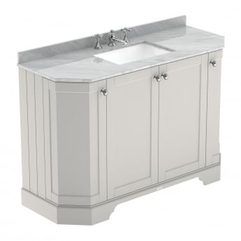 Hudson Reed Old London Angled Floor Standing Vanity Unit with 3TH Grey Marble Top Basin 1200mm Wide - Timeless Sand