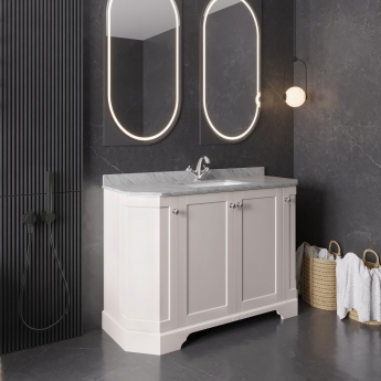 Hudson Reed Old London Angled Floor Standing Vanity Unit with 1TH Grey Marble Top Basin 1200mm Wide - Timeless Sand