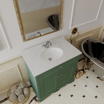 Hudson Reed Old London Floor Standing Vanity Unit with 1TH Grey Marble Top Basin 800mm Wide - Hunter Green