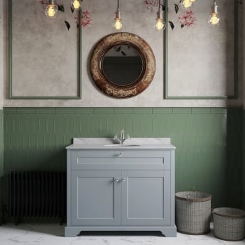 Hudson Reed Old London Floor Standing Vanity Unit with 1TH Grey Marble Top Basin 1000mm Wide - Storm Grey