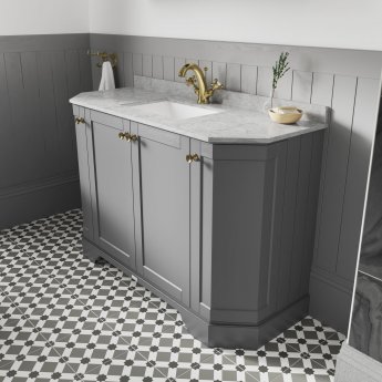 Hudson Reed Old London Angled Floor Standing Vanity Unit with 1TH Grey Marble Top Basin 1000mm Wide - Storm Grey