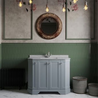 Hudson Reed Old London Angled Floor Standing Vanity Unit with 1TH Grey Marble Top Basin 1000mm Wide - Storm Grey