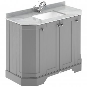 Hudson Reed Old London Angled Floor Standing Vanity Unit with 1TH Grey Marble Top Basin 1000mm Wide - Storm Grey