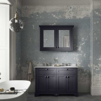 Hudson Reed Old London Floor Standing Vanity Unit with 3TH Grey Marble Top Basin 1200mm Wide - Twilight Blue